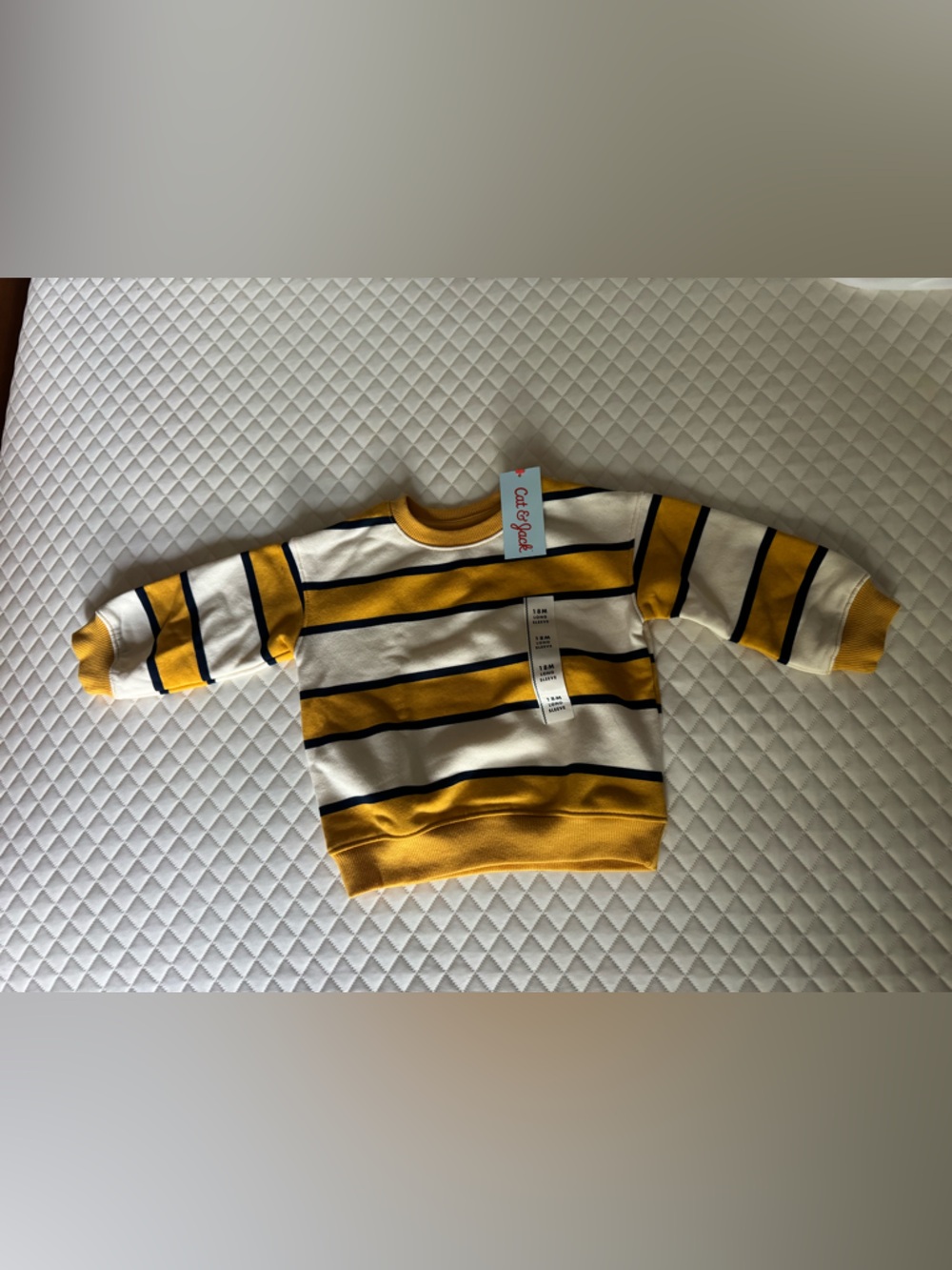 Cat & Jack Yellow, White & Navy Striped Crewneck